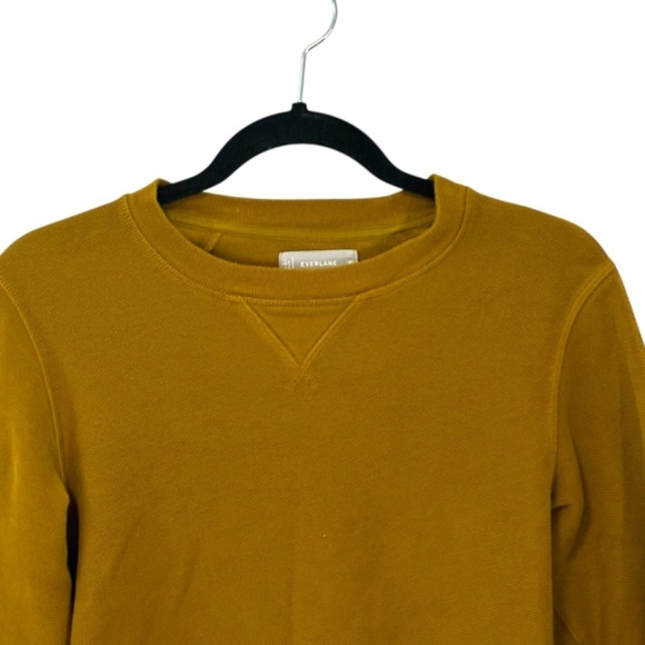 Everlane Men's Twill Ribbed Crew Sweatshirt in Brass Mustard sz 100% cotton XS - Picture 6 of 7